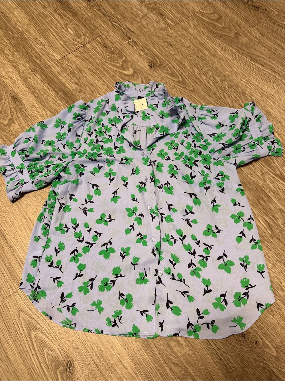 Ann Taylor Floral Ruffle Collar Shirt